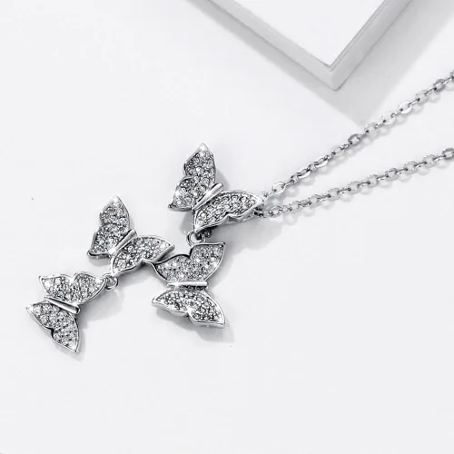 Vista 5 de Mints Collar con colgante de plata de ley con mariposa y circonita cúbica para mujer, 40,6 a 18.0in