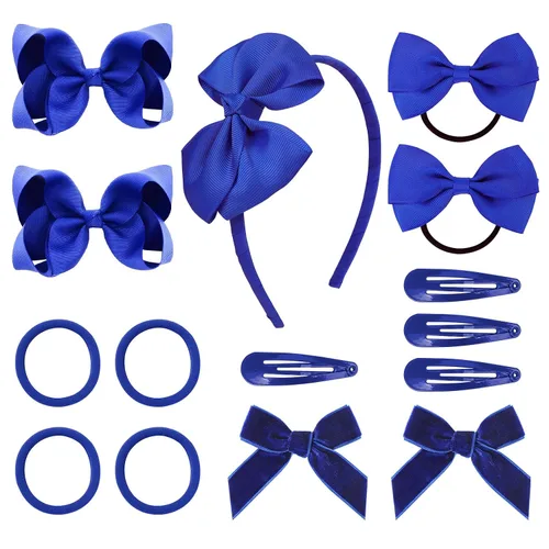Vista 9 de DEEKA Juego de accesorios para el cabello de uniforme verde oscuro, 15 piezas, lazos para el cabello, pinzas para el cabello, diadema, lazos