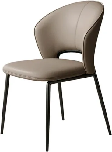 Vista 8 de sillas de comedor - Sillas de comedor tapizadas de mediados de siglo, modernas, sin brazos, de piel sintética, laterales con respaldo, cocina Beige