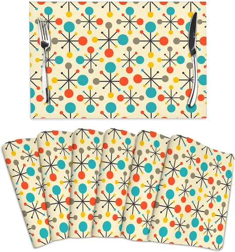 Vista 11 de Juego de 4 manteles individuales florales bohemios de lino de 12 x 18 pulgadas, manteles individuales de flores coloridas para cocina, mesa
