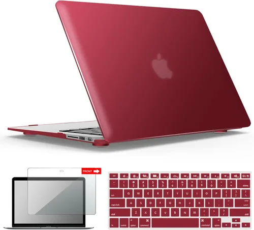 Vista 47 de iBenzer Carcasa rígida de plástico con superficie suave 3 en 1 y cubierta para teclado y protector de visualización para MacBook Air, Negro