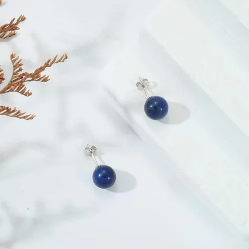Vista 78 de Natural Stone Stud Earrings for Women 8mm Sterling Silver Genuine Gemstone Earrings Handmade Sterling Silver Crystal Stud Earrings for Women