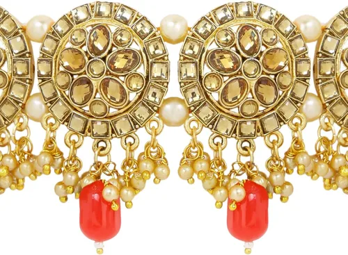 Vista 7 de Efulgenz - Gargantilla de diamantes de imitación para boda, estilo indio de bollywood