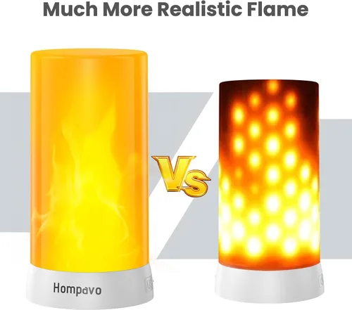 Vista 4 de Hompavo 【Actualizado】 Luces LED de llama, 4 modos de velas recargables sin llama con batería, linternas parpadeantes impermeables en pilar para sala