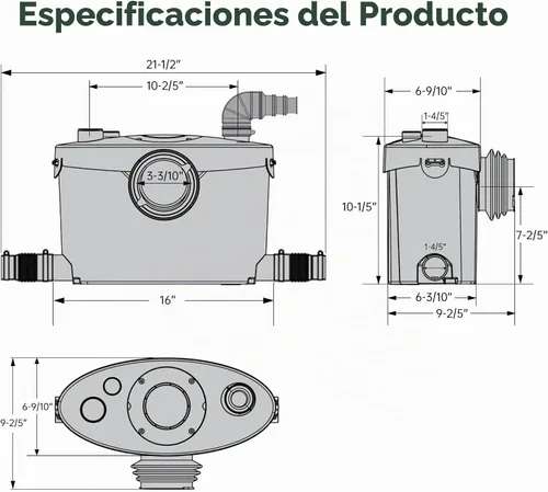 Vista 6 de Simple Project Bomba maceradora 750w con 4 entradas de agua, cabeza de 36 750w blanco