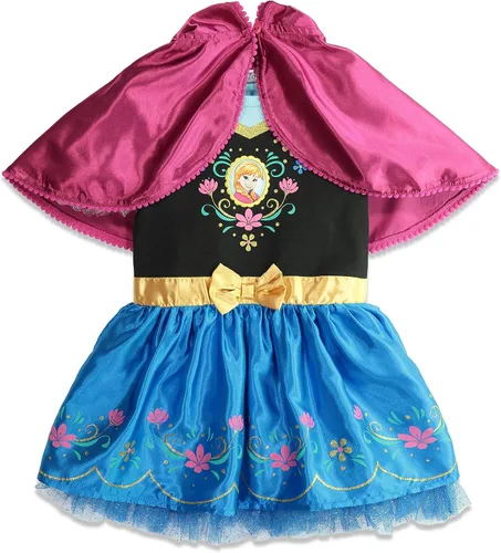 Vista 2 de Disney Frozen Elsa Anna - Vestido de disfraz para niñas con capa con capucha