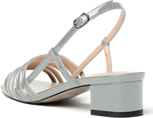 Vista 7 de Zapatos de tacón bajo con punta cuadrada para mujer, con hebilla de patente a la moda, de bloque sólido, 1.5 pulgadas