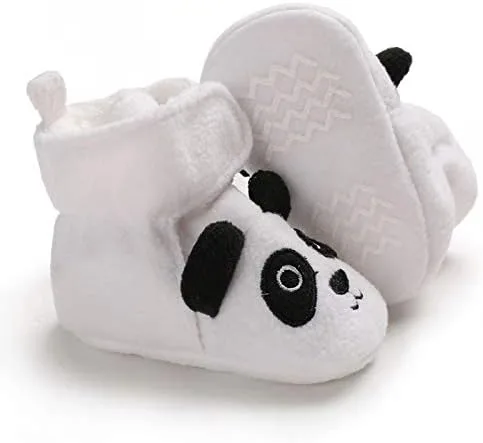 Vista 2 de Botas de forro polar para bebés y niñas, diseño de oveja, diseño de elefante, zorro, pato, panda, oveja, zapatos para recién nacidos, calzado