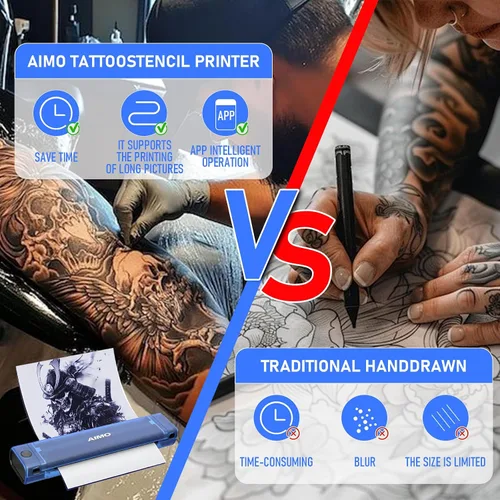 Vista 3 de Máquina AIMO+papel (con papel de transferencia de tatuaje de 100 pies)