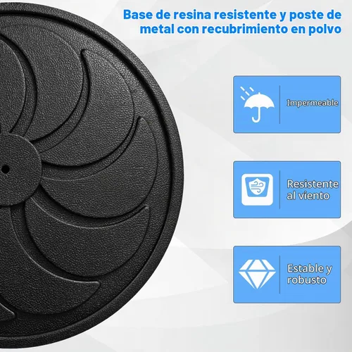 Vista 8 de Tangkula Base de sombrilla de 40 libras, sombrilla redonda resistente para exteriores, para mesa de 1.5 a 1.9 pulgadas, soporte de paraguas de Negro