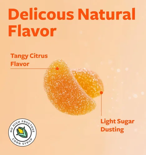 Vista 3 de Gomas veganas de vitamina C para adultos - Gomitas de apoyo inmunológico con vitamina C masticable de 500mg por porción para el bienestar diario