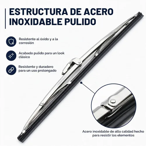 Vista 4 de Par de limpiaparabrisas delantero de acero inoxidable pulido de 12 pulgadas
