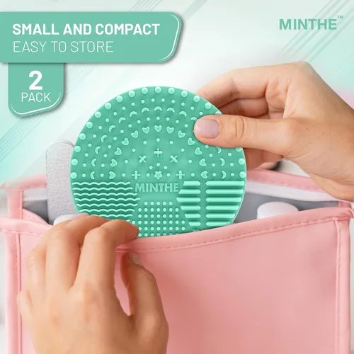 Vista 7 de MINTHE Alfombrilla limpiadora de brochas de maquillaje Paquete de 2 Almohadilla de limpieza de maquillaje de silicona