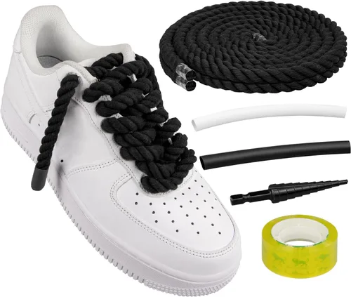 Vista 16 de Endoto Cordones de cuerda para Air Force 1, agujetas gruesas y voluminosas para zapatos deportivos AF Azul bebé