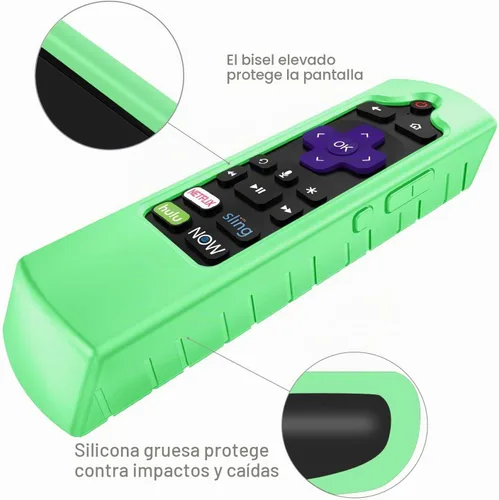 Vista 3 de CaseBot Funda de silicona para control remoto Roku Voice RCA1R/RCAL7R Verde que brilla en la oscuridad