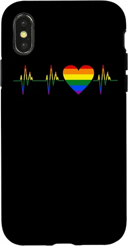 Vista 4 de iPhone 15 Pride Heartbeat Fun LGBTQ Gay Lesbian Orgulloso Soporte Gráfico Funda