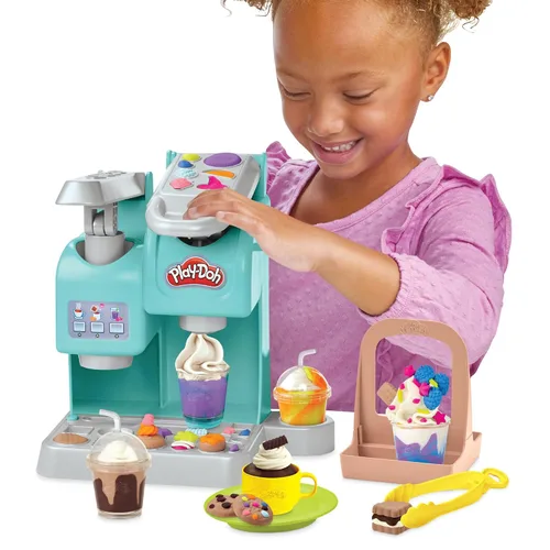 Vista 4 de Play-Doh Kitchen Creations - Juguete de café súper colorido con 20 accesorios y 8 ollas