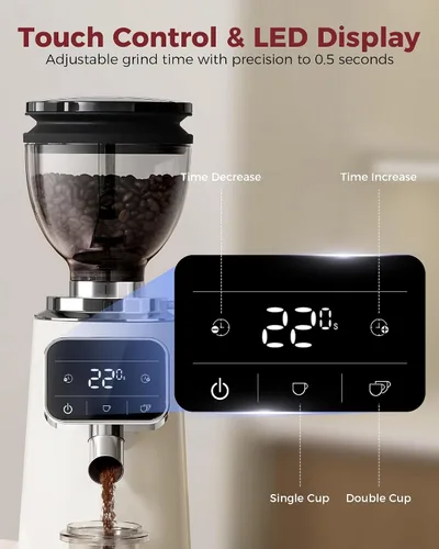 Vista 4 de Tuni G3 Commercial - Molinillo de café de rebabas planas de 2.520 in Marfil