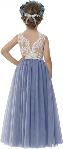Vista 21 de 2Bunnies - Vestido de fiesta con tutú de tul, espalda de encaje de rosa, tipo A, para niñas Maxi sin mangas de encaje
