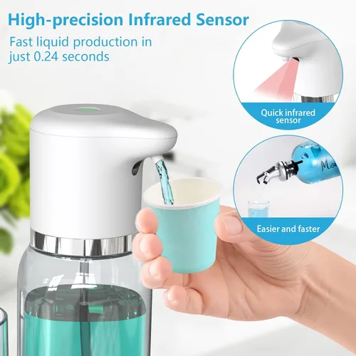Vista 3 de Dispensador Automático de Enjuague Bucal Luvan para Baño, 25oz (750ml) Dispensador Inteligente de Enjuague Bucal con Portavasos, Sensor Infrarrojo