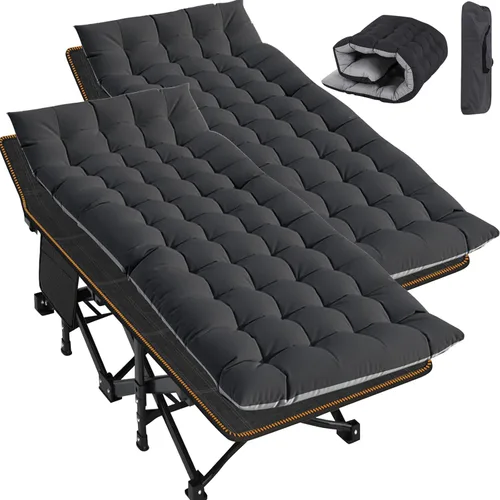 Vista 27 de Slsy Catre de camping plegable para adultos con almohadilla, catres de dormir portátiles acolchados, cama de campamento con bolsa de transporte