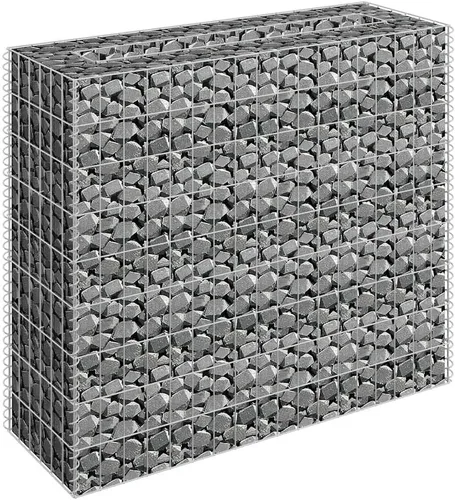 Vista 4 de vidaXL Gabion - Maceta elevada para pared, jardín, césped, patio, jardín, jardín, jardín, jardín, jardín, flores, acero galvanizado, 35.4 x 35.4