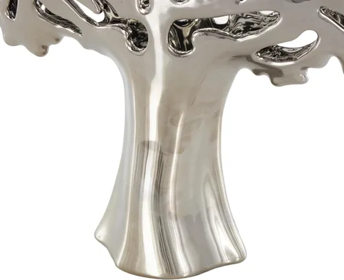 Vista 4 de Deco 79 Escultura decorativa de árbol de cerámica, estatua brillante para decoración del hogar con recortes abstractos, figura decorativa de 15 x 5