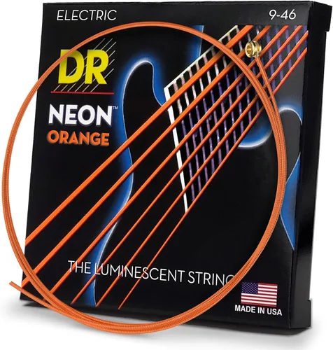 Vista 11 de DR Strings NBE-9 - Cuerdas para guitarra eléctrica de color azul neón de alta definición, cuerda ligera, 9-42