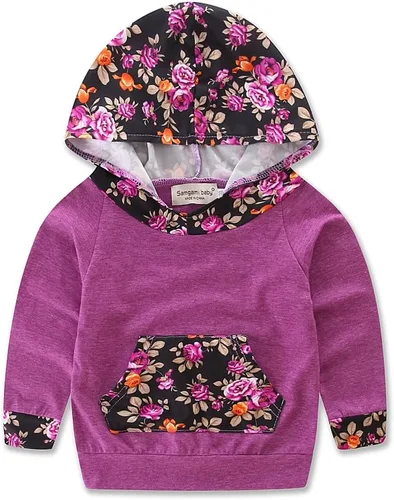 Vista 3 de Conjunto de sudadera con capucha floreada + calzas floreadas para niña de 6 meses a 3 años