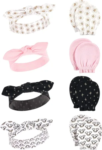Vista 2 de Hudson Baby Conjunto de diadema de algodón y manoplas para rascar para bebé