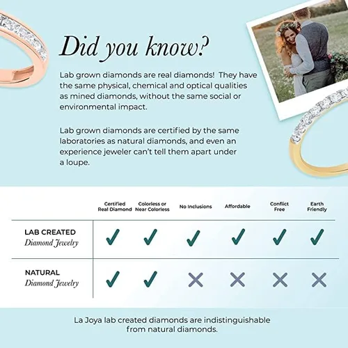 Vista 6 de La Joya Anillos de diamantes creados en laboratorio con certificación TW de 12 CT para mujer, anillo apilable de oro amarillo de 10 quilates, anillo