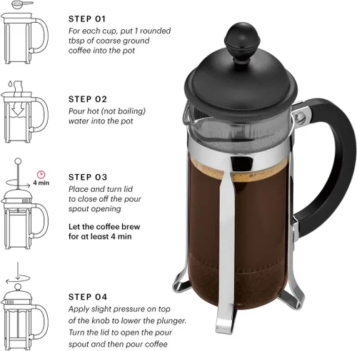 Vista 4 de BODUM Caffettiera - Cafetera de prensa francesa de 3 tazas, color blanco, 0.35 l, 12 oz