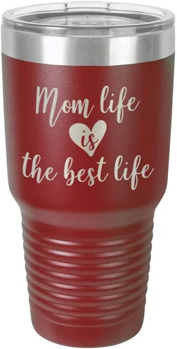 Vista 10 de Vaso grabado con texto en inglés "MOM LIFE IS THE BEST LIFE Engraved 30oz" grabado con láser en polvo de acero con revestimiento de polvo taza