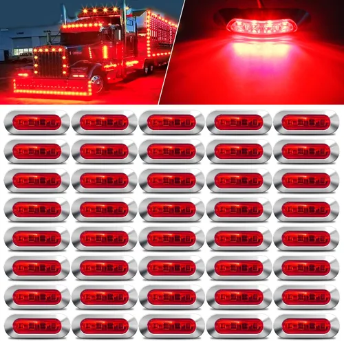 Vista 8 de ALFU 40 PCS Luces LED Ámbar DC 12-24V para Remolque, Luces Marcadoras Laterales Delanteras Traseras de Posición con Bisel Cromado para Remolque