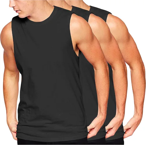 Vista 13 de Hat and Beyond Mens Active Muscle Tank Top Athletic Boxing Gym Workout Shirts 1TA01_negro