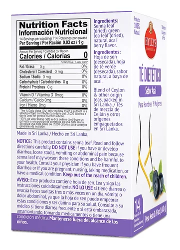 Vista 2 de Hyleys Dieter's Tea con sabor a bayas de acai – 14 bolsas de té – Té adelgazante para adelgazar y limpiar desintoxicante