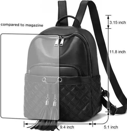 Vista 2 de I IHAYNER Mochila de moda para niñas, mini mochila para adolescentes, mochila de viaje multiusos con borla de dije