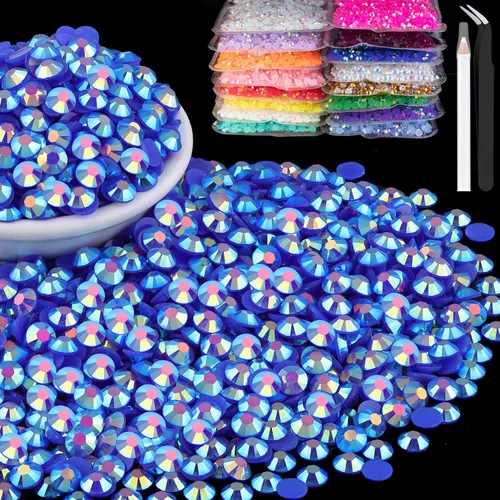 Vista 24 de 15000 diamantes de imitación de resina de 0.079 pulgadas a granel, diamantes de imitación de gelatina redondos negros con parte trasera plana, gemas
