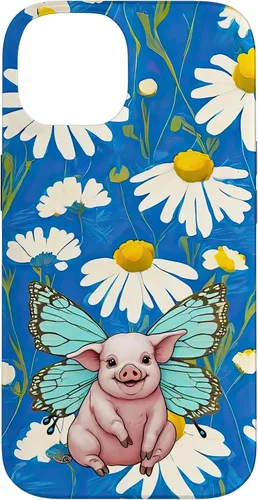 Vista 4 de Adorable Pig Piglet with Butterfly Wings Daisy Flower Sweet Case for iPhone 17