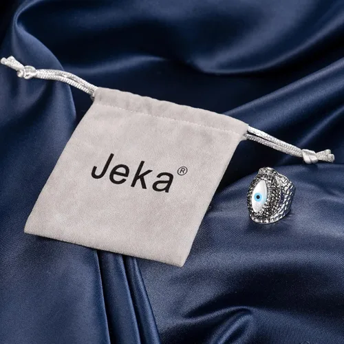 Vista 3 de Jeka Anillo de ojo malvado, joyería hippie punk cool anillos Mal De Ojo protección turca, Oro