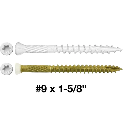 Vista 2 de #9 x 1-5/8" Bronce Estrella Exterior Recubierto Blanco Cabeza Tornillo Madera -Torx/Star Drive Head- Multiusos - 1 Libra - 158 Tornillos