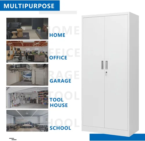 Vista 75 de BESFUR Armarios de almacenamiento de metal con estantes y puertas, armario de almacenamiento con cerradura de 36" de altura para oficina en casa