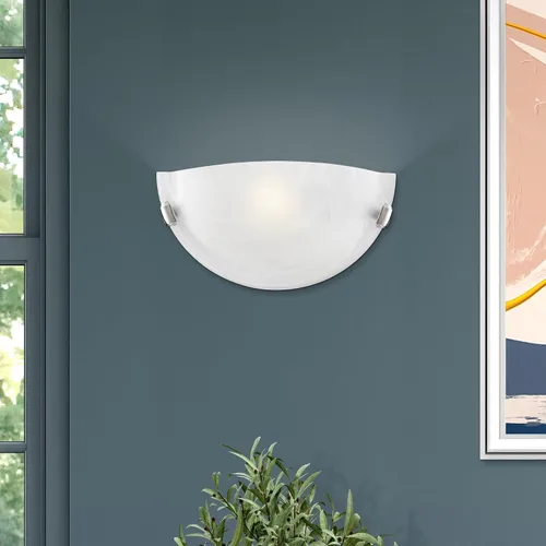 Vista 11 de Livex Lighting 4271-91 Home Basics Lámpara de pared de 1 luz de níquel cepillado con cristal de alabastro blanco Vidrio de alabastro blanco