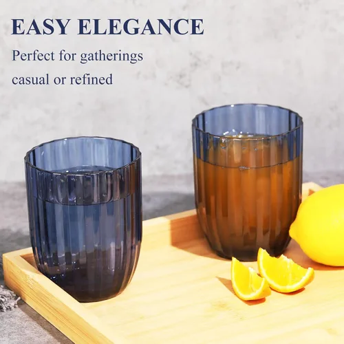 Vista 2 de Vasos de plástico acrílico transparente Highball Vasos de plástico reutilizables de 15 onzas (juego de 6) Apilables Vasos sin BPA
