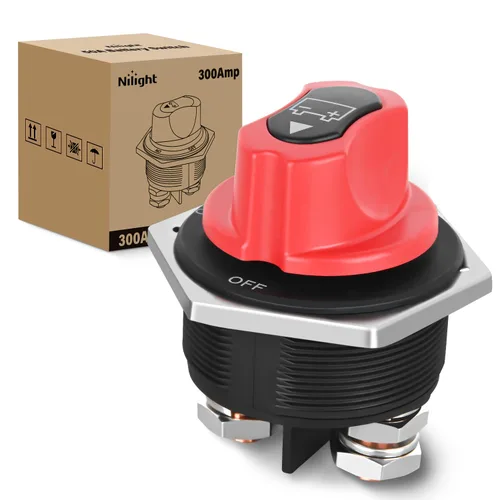 Vista 26 de Nilight Battery Disconnect Switch with Waterproof Key and Cover 12V 24V On Off Battery Master Isolator Cut Off Power Kill Switch for Car Marine Boat