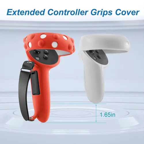 Vista 2 de Accessories for Meta Oculus Quest 2 Anti-Throw Hand Strap Extended Controller Grips Cover Face Headset Protective Lens Shell VR Silicone Cover Set