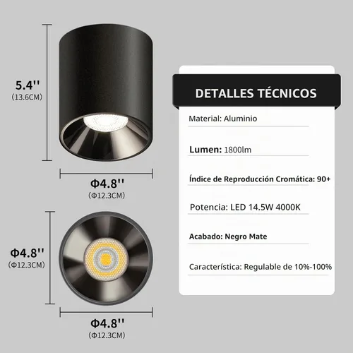 Vista 9 de OKELI Lámpara de Techo LED Moderna de Montaje al Ras COB 20W 4000K Luces de Techo Cilíndricas, Lámparas de Iluminación Regulables para Pasillo