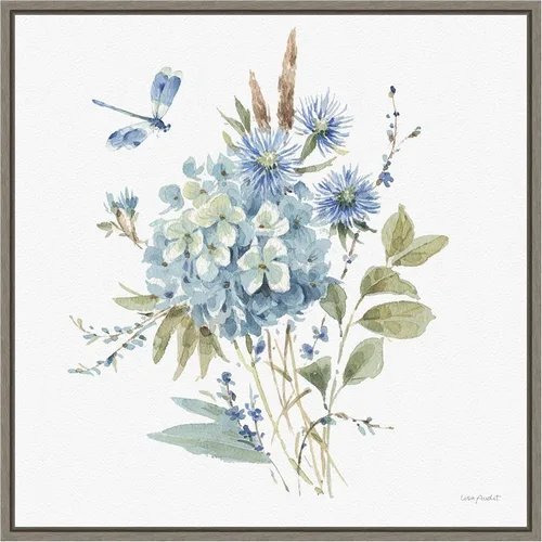 Vista 14 de Amanti Art Lisa Audit - Lienzo enmarcado para pared, 16 x 16 pulgadas, azul bohemio 04A (Ramo de flores) por Lisa Audit, lienzo enmarcado