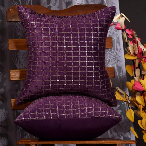Vista 25 de Juego de 2 almohadas decorativas negras de 12 x 12 pulgadas, fundas de almohada pequeñas de seda para sofá, funda de cojín bordada con lentejuelas