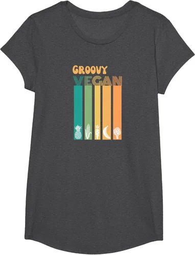Vista 47 de Groovy Vegan Retro Vintage Cool Veggies 70 80 Flower Power Camiseta, Negro